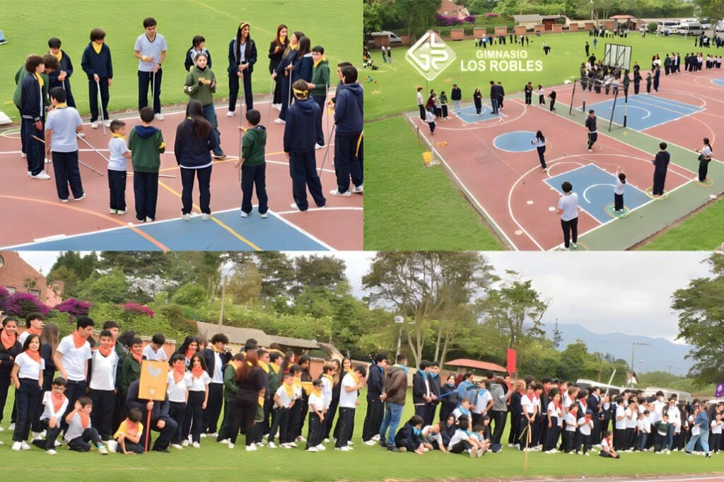 Fortaleciendo Vínculos a través de Casas Escolares: Una Estrategia Innovadora para la Convivencia Pacífica del Gimnasio Los Robles de Bogotá. 2 Gimansio Los Robles Estudiantes y docentes trabajan en equipo