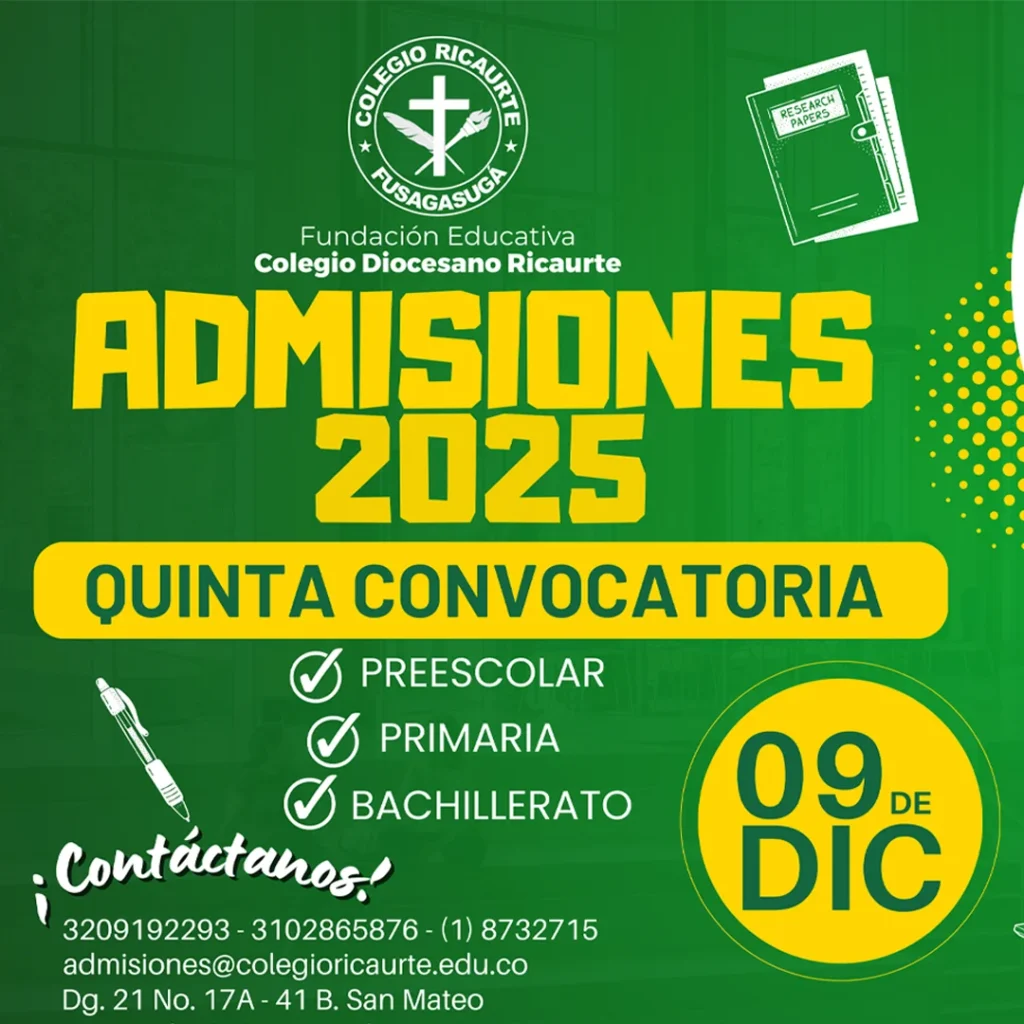 Quinta convocatoria de admisiones del Colegio Ricaurte 2 PORTADA Quinta convocatoria admisiones colegio ricaurte